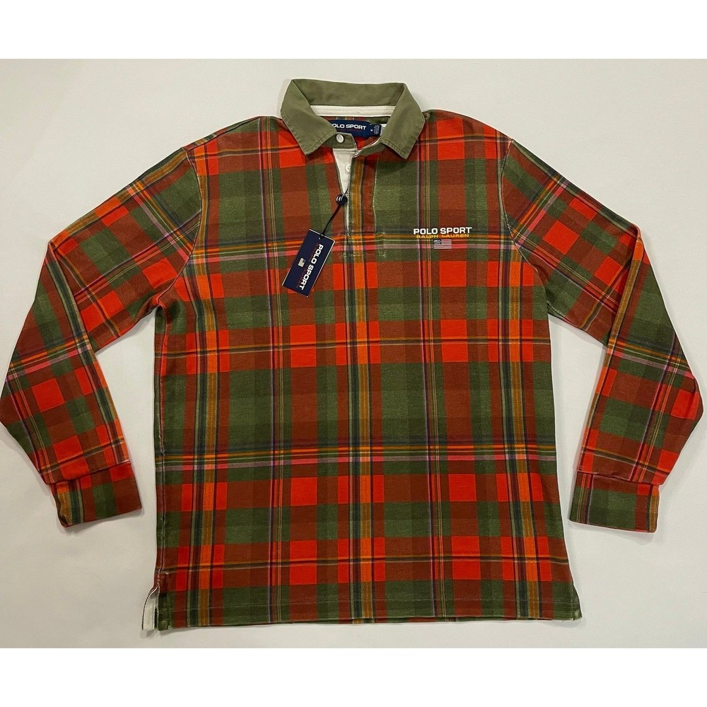 New Polo Sport By Ralph Lauren Men Classic Fit Long Sleeve Shirt Plaid Red Sz M